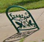 Green decorative Frogtown bike racks